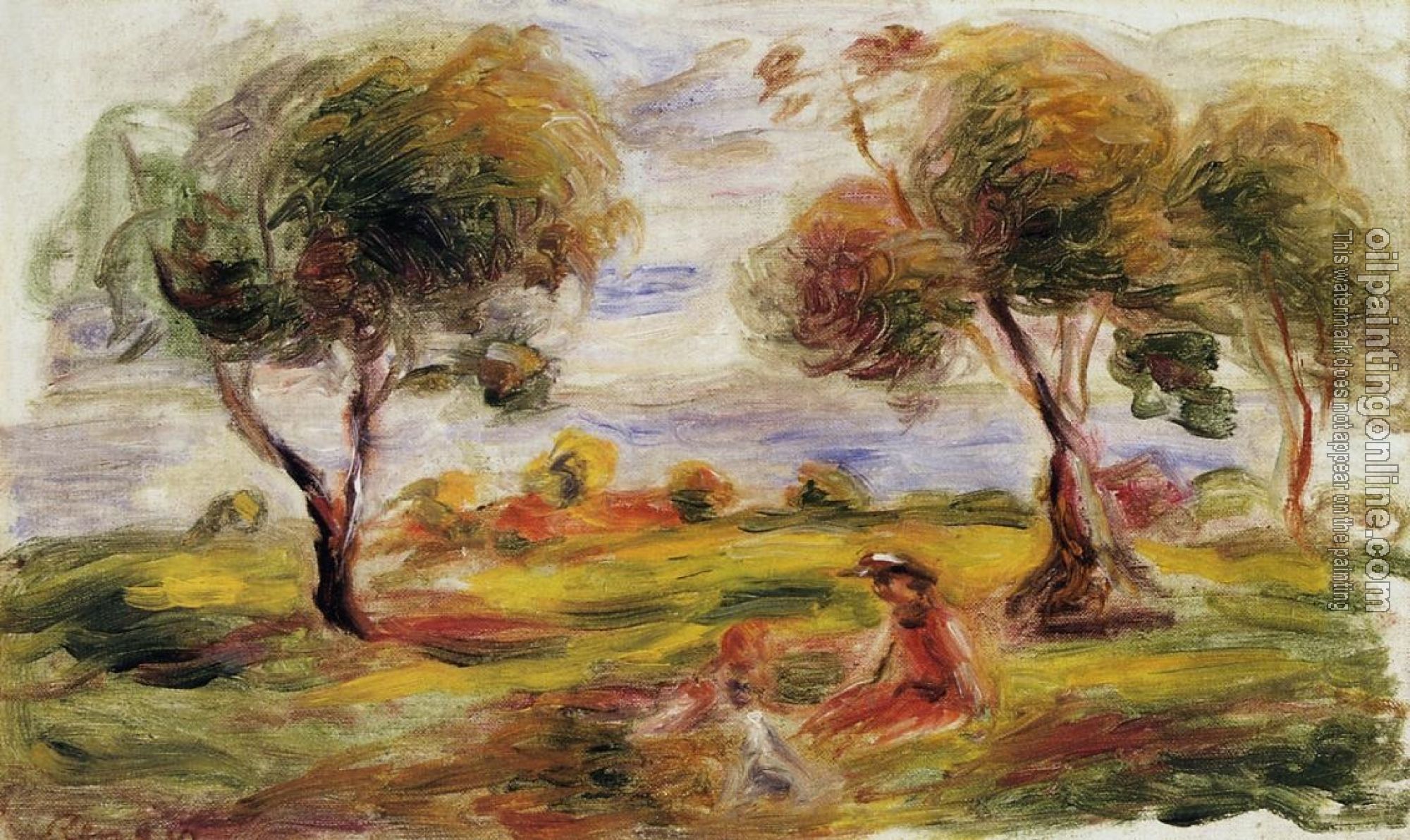 Renoir, Pierre Auguste - Landscape with Figures at Cagnes